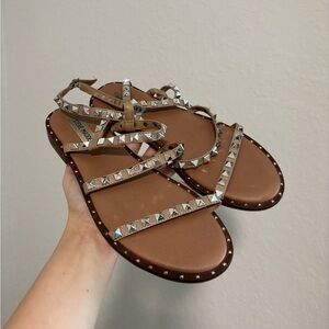 Steve Madden Travel Studded Sandals Tan